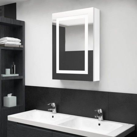 Armario de baño con espejo LED blanco brillante 50x13x70 cm by vidaXL, bathroom vanities - Ref: Foro24-326494, Price: 158,57 ...