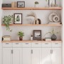 Regal aus Eichenholz für die Wand, hellbraun behandelt, 160x40x(2-4) cm. von , Regale und Regale - Ref: Foro24-363710, Preis:...