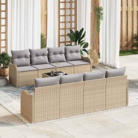 Conjunto de sofá de jardín 9 pcs Beige 55 x 55 x 37 cm