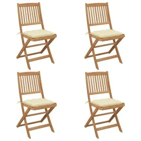4 pcs folding garden chairs and solid acacia wood cushions by vidaXL, Garden chairs - Ref: Foro24-3064688, Price: 213,63 €, D...