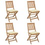 4 Stück klappbare Gartenstühle und Kissen aus massivem Akazienholz von vidaXL, Gartenstühle - Ref: Foro24-3064688, Preis: 218...