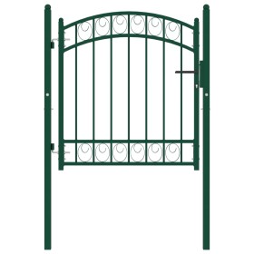 Puerta de jardín con arco superior acero verde 100x100 cm de , Puertas de jardín - Ref: Foro24-146363, Precio: 157,65 €, Desc...