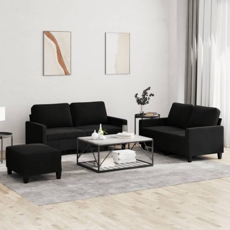 Schwarzes Samt-Sofaset mit 3 Kissenstücken. von , Sofas - Ref: Foro24-3201511, Preis: 496,31 €, Rabatt: %