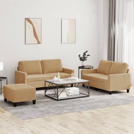 3-piece brown velvet sofa set with cushions by , Sofas - Ref: Foro24-3201513, Price: 435,77 €, Discount: %