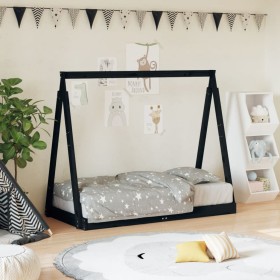 Bed frame for children made of black pine wood 70x140 cm by , Cribs and beds for children - Ref: Foro24-834527, Price: 103,06...
