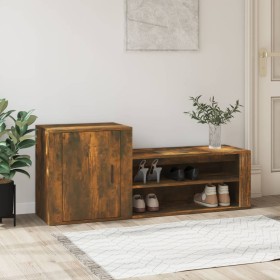 Mueble zapatero madera contrachapada roble ahumado 130x35x54 cm de , Zapateros y organizadores de calzado - Ref: Foro24-81674...