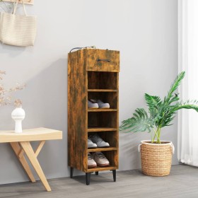 Schuhschrank aus geräucherter Eichen-Sperrholz 30x35x105 cm. von , Schuhregale und Schuhorganisatoren - Ref: Foro24-817564, P...
