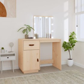 Massivholz-Schminktisch mit LED-Beleuchtung aus Kiefernholz 95x50x133,5 cm. von , Schlafzimmerkommoden - Ref: Foro24-820092, ...