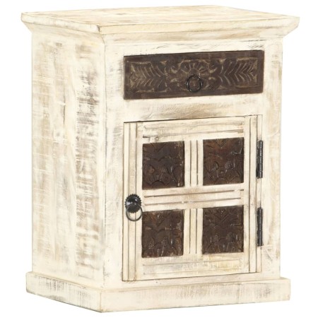 Massiver Nachttisch aus weißem Mangoholz 40x30x50 cm von , Nachttische - Ref: Foro24-285896, Preis: 109,38 €, Rabatt: %