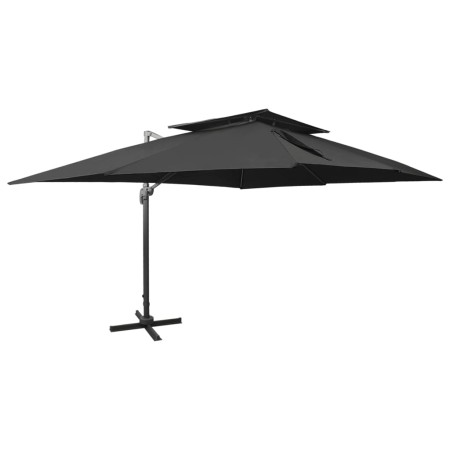 Gartenschirm mit Doppeldach in Schwarz, 400x300 cm, freitragend. von , Sonnenschirme - Ref: Foro24-312377, Preis: 316,25 €, R...