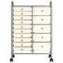 Carrito de almacenaje portátil XXL 15 cajones plástico blanco