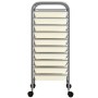 Carrito de almacenaje portátil XXL 15 cajones plástico blanco