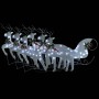 Weihnachtliche Dekoration mit Rentieren und weißem Garten-Schlitten mit 140 LEDs. von , Weihnachtsbeleuchtung - Ref: Foro24-3...