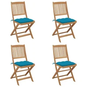 4 Stück klappbare Gartenstühle und Kissen aus massivem Akazienholz von vidaXL, Gartenstühle - Ref: Foro24-3064690, Preis: 209...