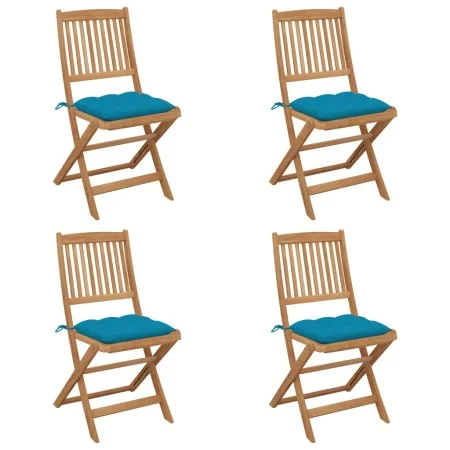 4 pcs folding garden chairs and solid acacia wood cushions by vidaXL, Garden chairs - Ref: Foro24-3064690, Price: 209,39 €, D...