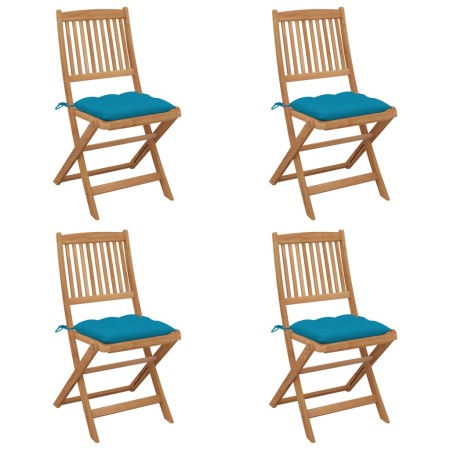 4 Stück klappbare Gartenstühle und Kissen aus massivem Akazienholz von vidaXL, Gartenstühle - Ref: Foro24-3064690, Preis: 213...