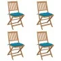 4 pcs folding garden chairs and solid acacia wood cushions by vidaXL, Garden chairs - Ref: Foro24-3064690, Price: 209,39 €, D...