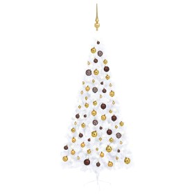 Half Christmas tree with white lights and balls 120 cm by , Christmas trees - Ref: Foro24-3077485, Price: 78,15 €, Discount: %