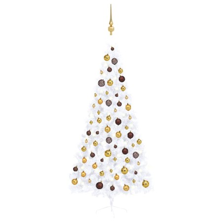 Halber Weihnachtsbaum mit Lichtern und weißen Kugeln, 120 cm. von , Weihnachtsbäume - Ref: Foro24-3077485, Preis: 76,70 €, Ra...