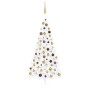 Medio árbol de Navidad con luces y bolas blanco 120 cm de , Arboles de navidad - Ref: Foro24-3077485, Precio: 78,15 €