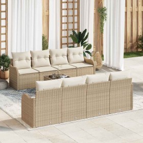 Conjunto de sofá de jardín 9 pcs Beige 55 x 55 x 37 cm