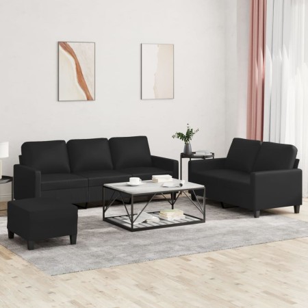 Juego de sofás con cojines 3 piezas cuero sintético negro de , Sofás - Ref: Foro24-3201423, Precio: 499,66 €, Descuento: %