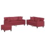 Sofagarnitur mit 3-teiligen Kissen aus künstlichem rotem Leder. von , Sofas - Ref: Foro24-3201932, Preis: 616,36 €, Rabatt: %