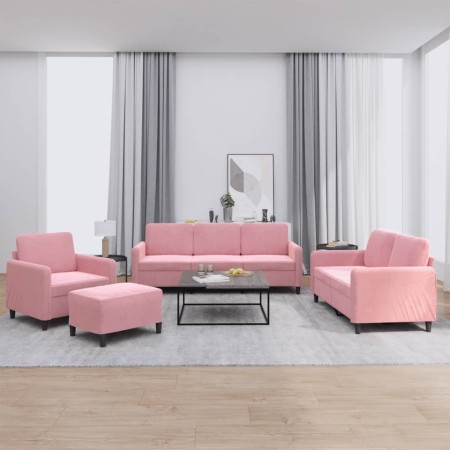 Juego de sofás 4 piezas terciopelo rosa de , Sofás - Ref: Foro24-3201947, Precio: 766,57 €, Descuento: %