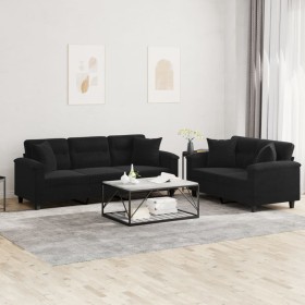 Zweiteiliges Sofaset mit schwarzen Mikrofaserkissen. von , Sofas - Ref: Foro24-3202353, Preis: 611,85 €, Rabatt: %