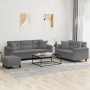 Juego de sofás con cojines 3 piezas tela microfibra gris oscuro de , Sofás - Ref: Foro24-3202358, Precio: 631,03 €, Descuento: %