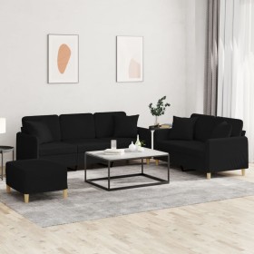 Juego de sofás con cojines 3 piezas tela negro de , Sofás - Ref: Foro24-3202146, Precio: 657,07 €, Descuento: %