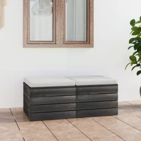 Garden pallet ottomans 2 pcs solid pine wood cushions by vidaXL, Modular outdoor sofas - Ref: Foro24-3061709, Price: 134,06 €...