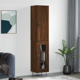 Aparador alto madera contrachapada roble marrón 34,5x34x180 cm de , Aparadores - Ref: Foro24-3199080, Precio: 96,74 €, Descue...