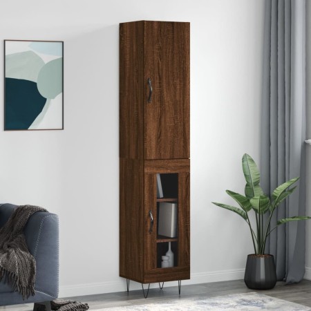 Tall oak brown plywood highboard 34.5x34x180 cm by , Sideboards - Ref: Foro24-3199080, Price: 96,74 €, Discount: %