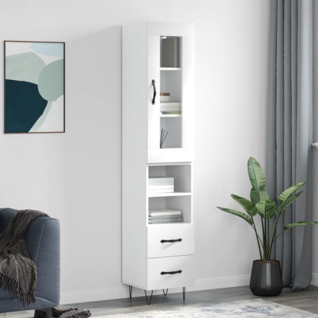 Hoher Schrank aus weiß glänzendem Sperrholz, 34,5x34x180 cm. von , Sideboards - Ref: Foro24-3199331, Preis: 116,40 €, Rabatt: %