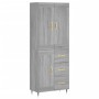 Aparador alto madera contrachapada gris sonoma 69,5x34x180 cm de , Aparadores - Ref: Foro24-3199991, Precio: 164,63 €