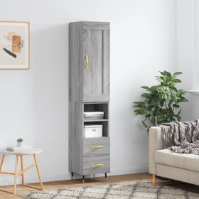 Aparador alto madera contrachapada gris Sonoma 34,5x34x180 cm de , Aparadores - Ref: Foro24-3200247, Precio: 104,44 €, Descue...