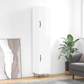 Aparador alto madera contrachapada blanco brillo 34,5x34x180 cm de , Aparadores - Ref: Foro24-3198819, Precio: 112,66 €, Desc...