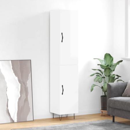 Aparador alto madera contrachapada blanco brillo 34,5x34x180 cm de , Aparadores - Ref: Foro24-3198819, Precio: 115,72 €, Desc...