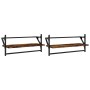 Wandregale mit Stangen 2 Stück Eichenholz 65x25x30 cm in Raucheiche. von , Regale und Regale - Ref: Foro24-836245, Preis: 33,...