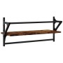 Wandregale mit Stangen 2 Stück Eichenholz 65x25x30 cm in Raucheiche. von , Regale und Regale - Ref: Foro24-836245, Preis: 33,...