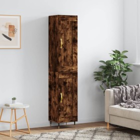 Aparador de madera contrachapada roble ahumado 34,5x34x180 cm de , Aparadores - Ref: Foro24-3200438, Precio: 95,15 €, Descuen...