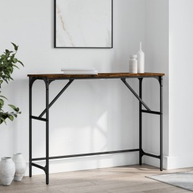 Mesa consola madera de ingeniería roble ahumado 100x32x75 cm de , Mesas auxiliares - Ref: Foro24-834057, Precio: 42,24 €, Des...