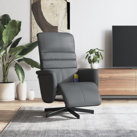 Reclining massage armchair with footrest in gray synthetic leather by , Armchairs - Ref: Foro24-356713, Price: 183,99 €, Disc...