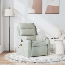 Light gray velvet reclining massage chair by , Armchairs - Ref: Foro24-373511, Price: 255,15 €, Discount: %
