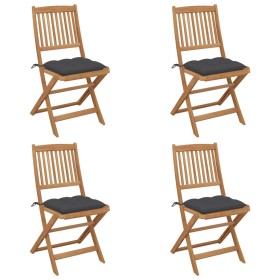 Sillas de jardín plegables 4 uds y cojines madera maciza acacia de vidaXL, Sillas de jardín - Ref: Foro24-3064686, Precio: 21...