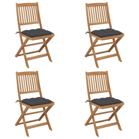 4 pcs folding garden chairs and solid acacia wood cushions by vidaXL, Garden chairs - Ref: Foro24-3064686, Price: 213,40 €, D...