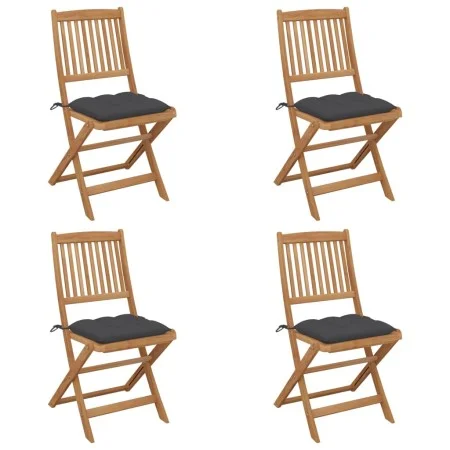 Sillas de jardín plegables 4 uds y cojines madera maciza acacia de vidaXL, Sillas de jardín - Ref: Foro24-3064686, Precio: 20...