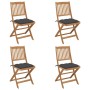 4 pcs folding garden chairs and solid acacia wood cushions by vidaXL, Garden chairs - Ref: Foro24-3064686, Price: 213,40 €, D...