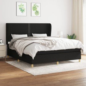 Cama box spring con colchón tela negro 180x200 cm Cama box spring con colchón tela negro 180x200 cm